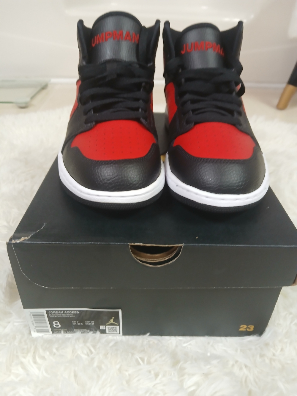 Jordan High-Top Sneakers in Black and Red - Picture 3 of 4